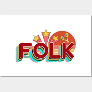 folk  music Lover Gift Idea 90s designs 80s vintage retro Posters and Art